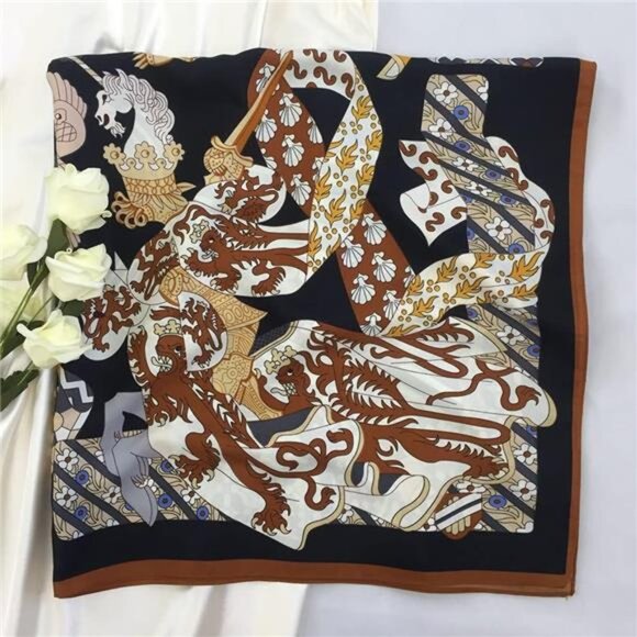 Silk Like Head Scarf for Women - Satin Large Hair Scarves - 35" Square - Picture 2 of 7